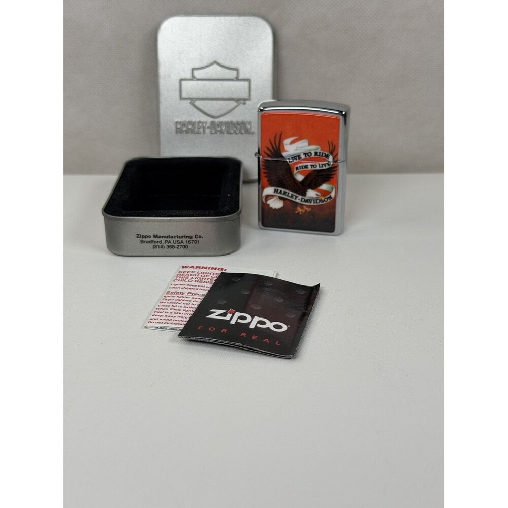 Zippo Harley-Davidson Barbed Wire Lighter Satin Chrome 205HD.H326 Case New